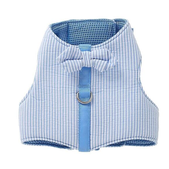 Top Paw Baby Blue White Stripe Soft Comfort Vest‎ Bow Tie Dog Harness Size XXS - Picture 1 of 2